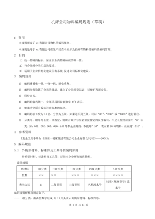 机床公司物料编码规则