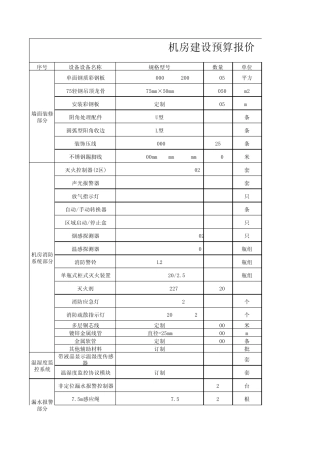 机房建设预算清单