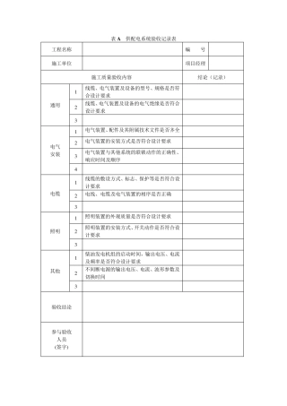 机房施工验收记录表