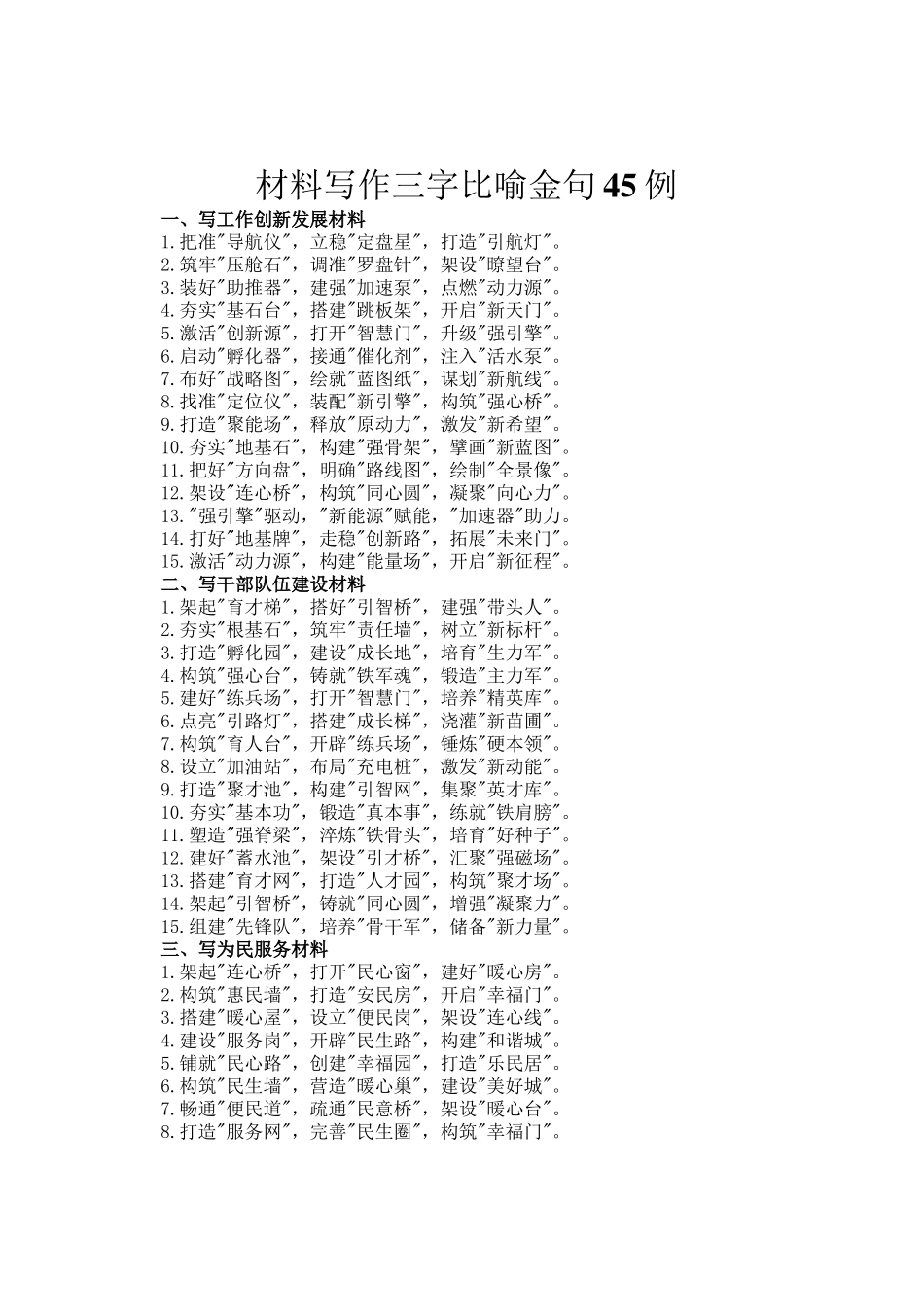 材料写作三字比喻金句45例_第1页