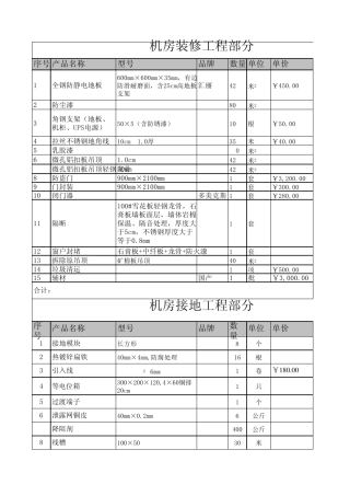 机房装修报价单新