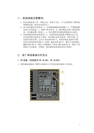 机房设备外观巡检指示灯含义(HP,IBM,SUN)V2.0
