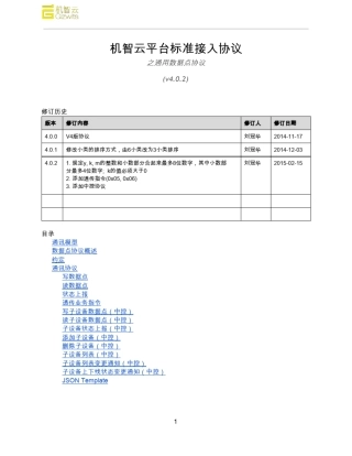 机智云平台标准接入协议之通用数据点协议v4.0.2