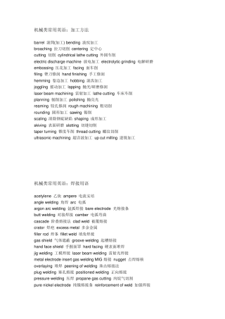 机械专业分类英语