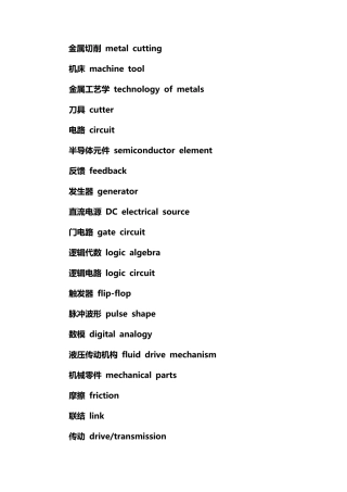 机械制造专业英语单词