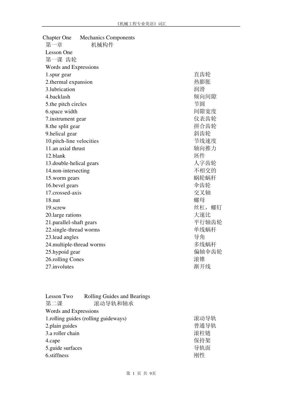 机械制造工程专业英语词汇_第1页
