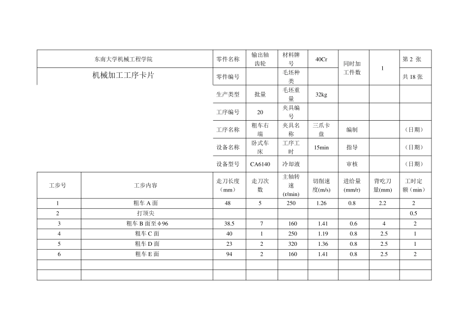 机械加工工序卡模板_第2页