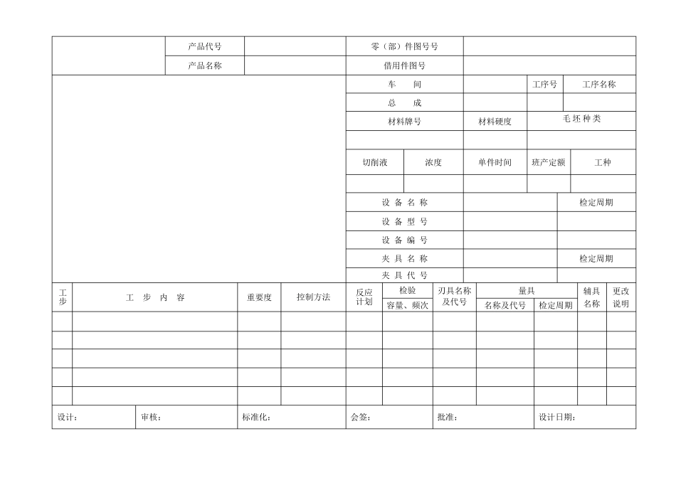 机械加工工序卡片模板(空白)_第1页