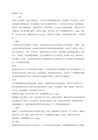 机械加工方法(各种加工方法)