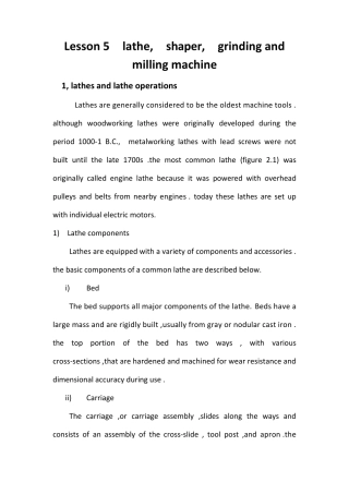 机械工程专业英语第四课文及阅读材料
