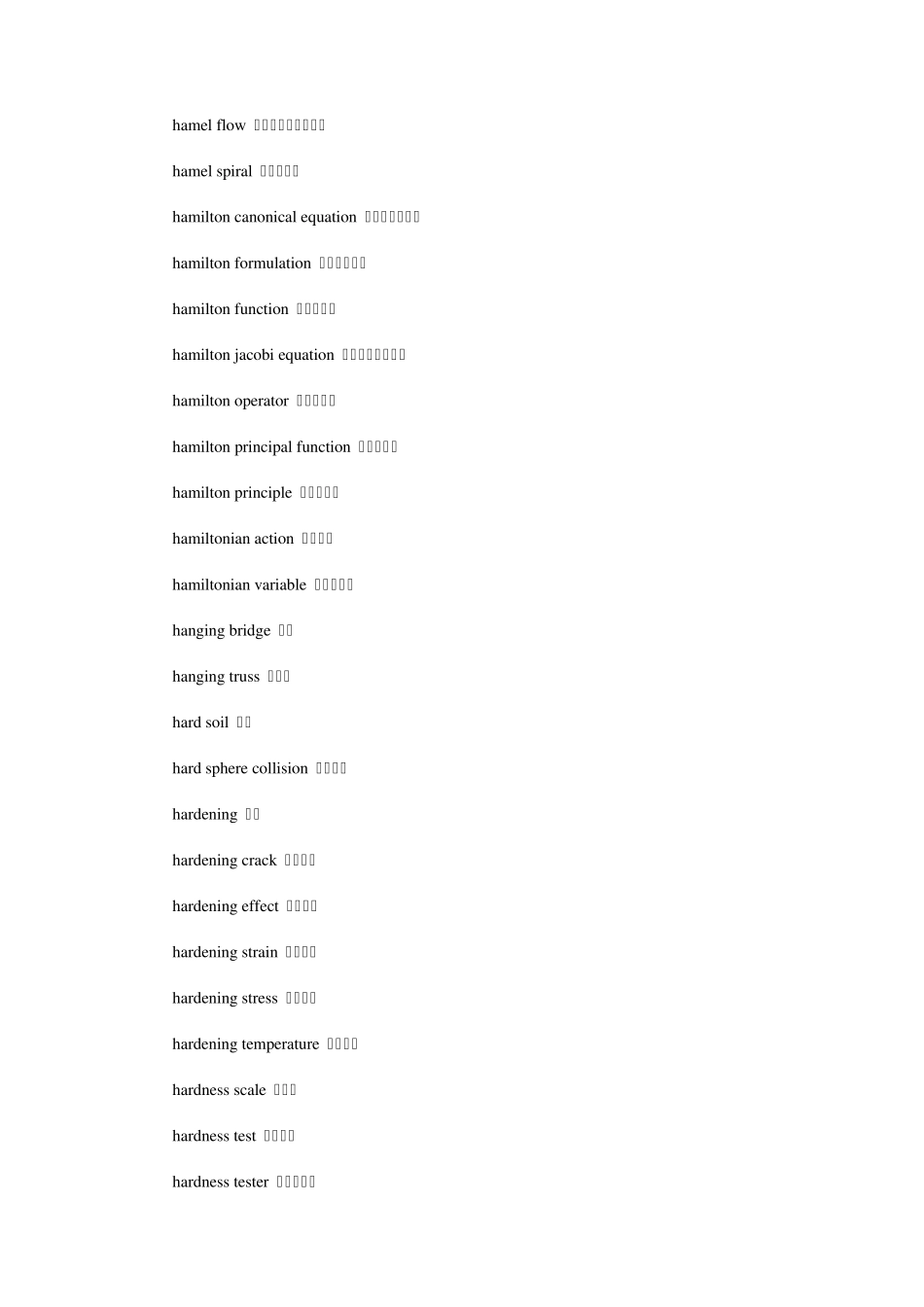 机械工程学专业词汇英语翻译(H)_第2页