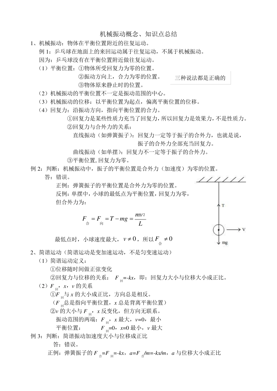 机械振动概念、知识点总结_第1页