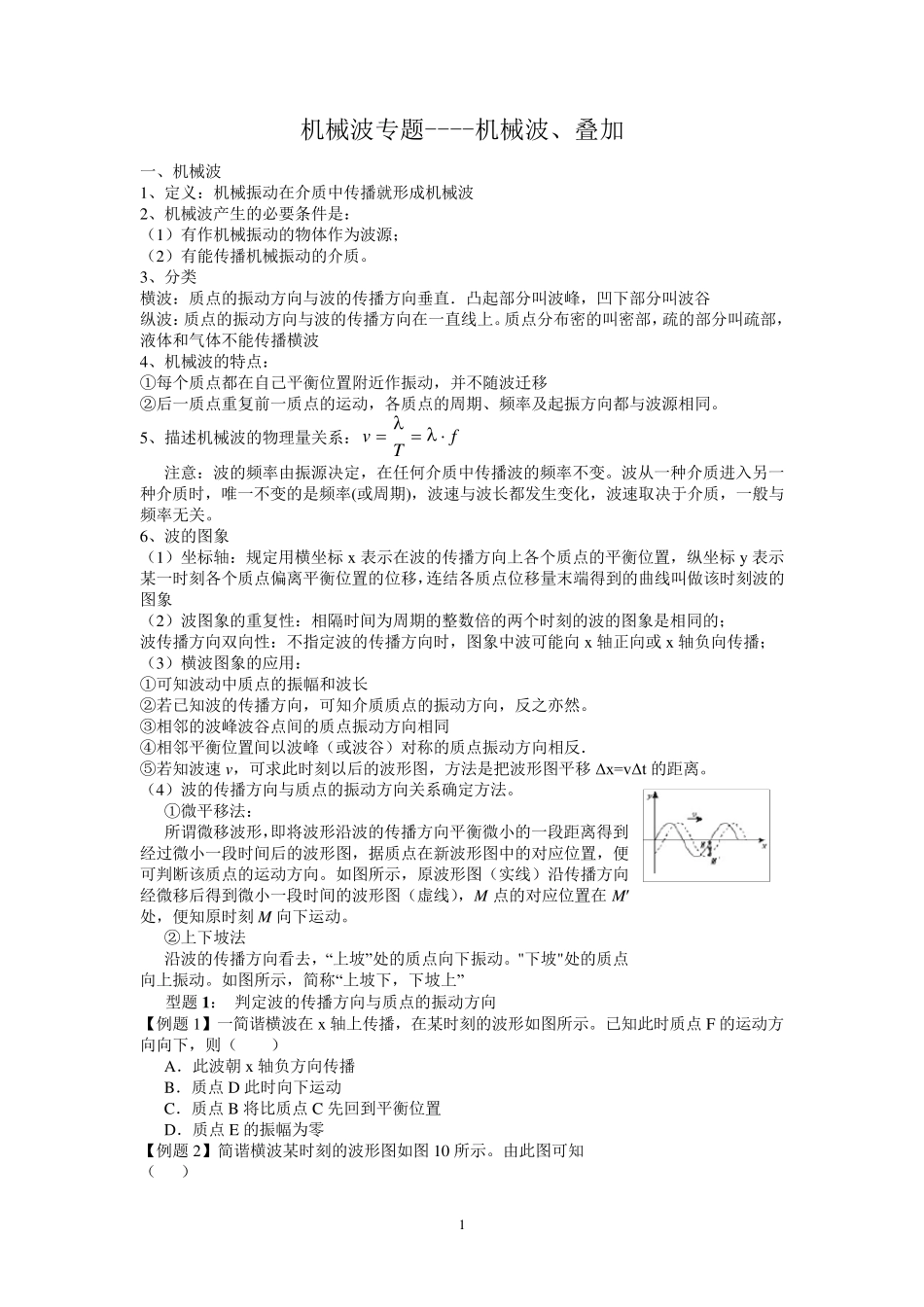 机械波专题机械波、叠加(学生版)_第1页