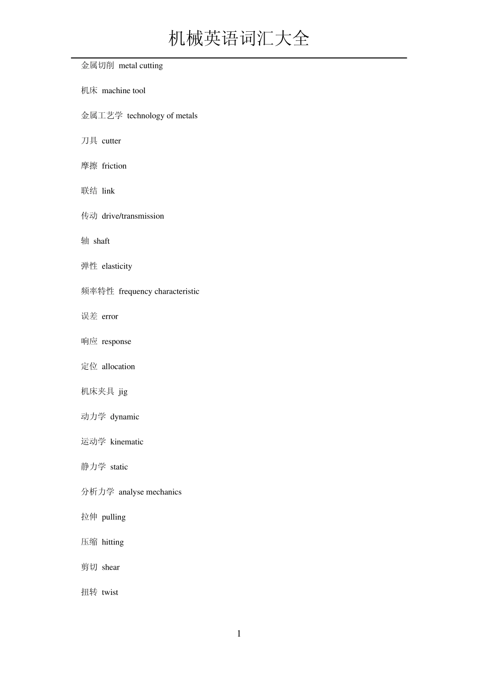 机械英语词汇大全_第1页