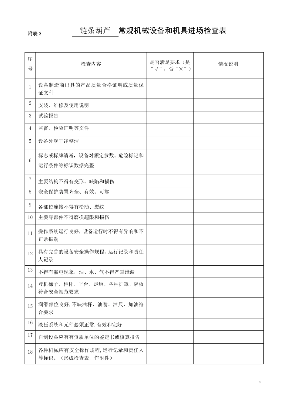 机械设备和机具进场检查表_第3页