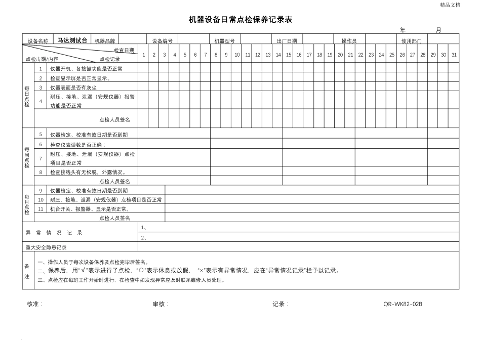 机械设备日常点检表模板_第3页
