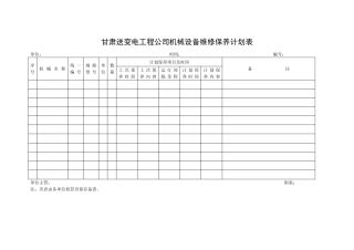 机械设备维修计划表