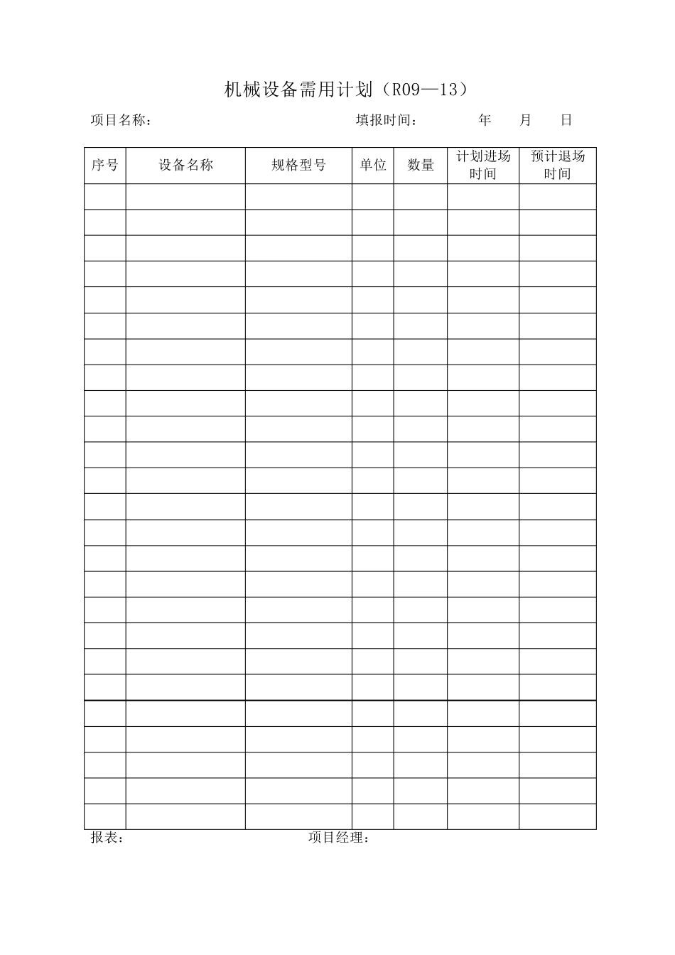 机械设备记录台账(含9套表格)_第1页