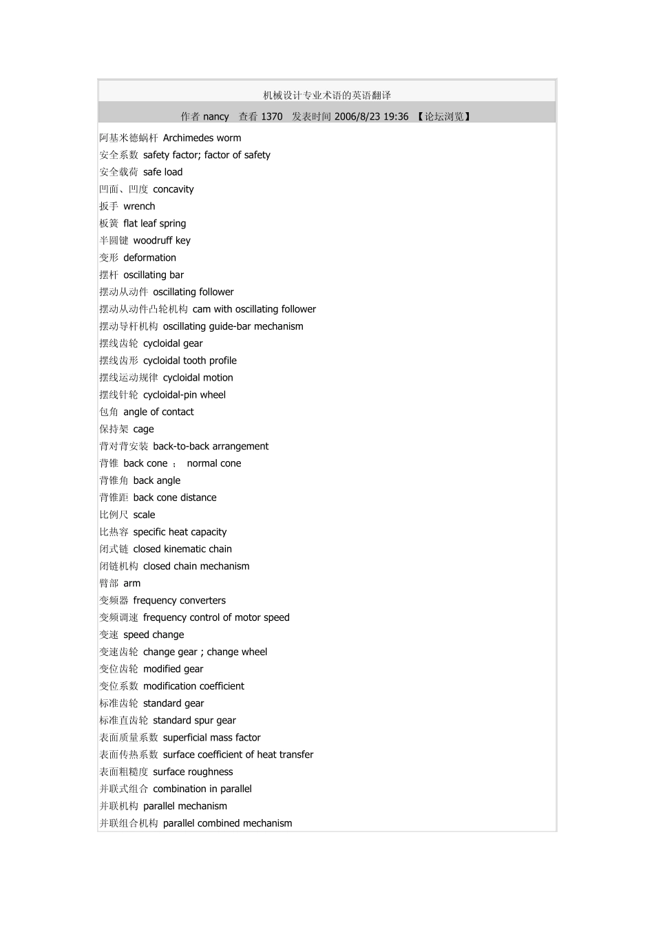 机械设计专业术语的英语翻译_第1页