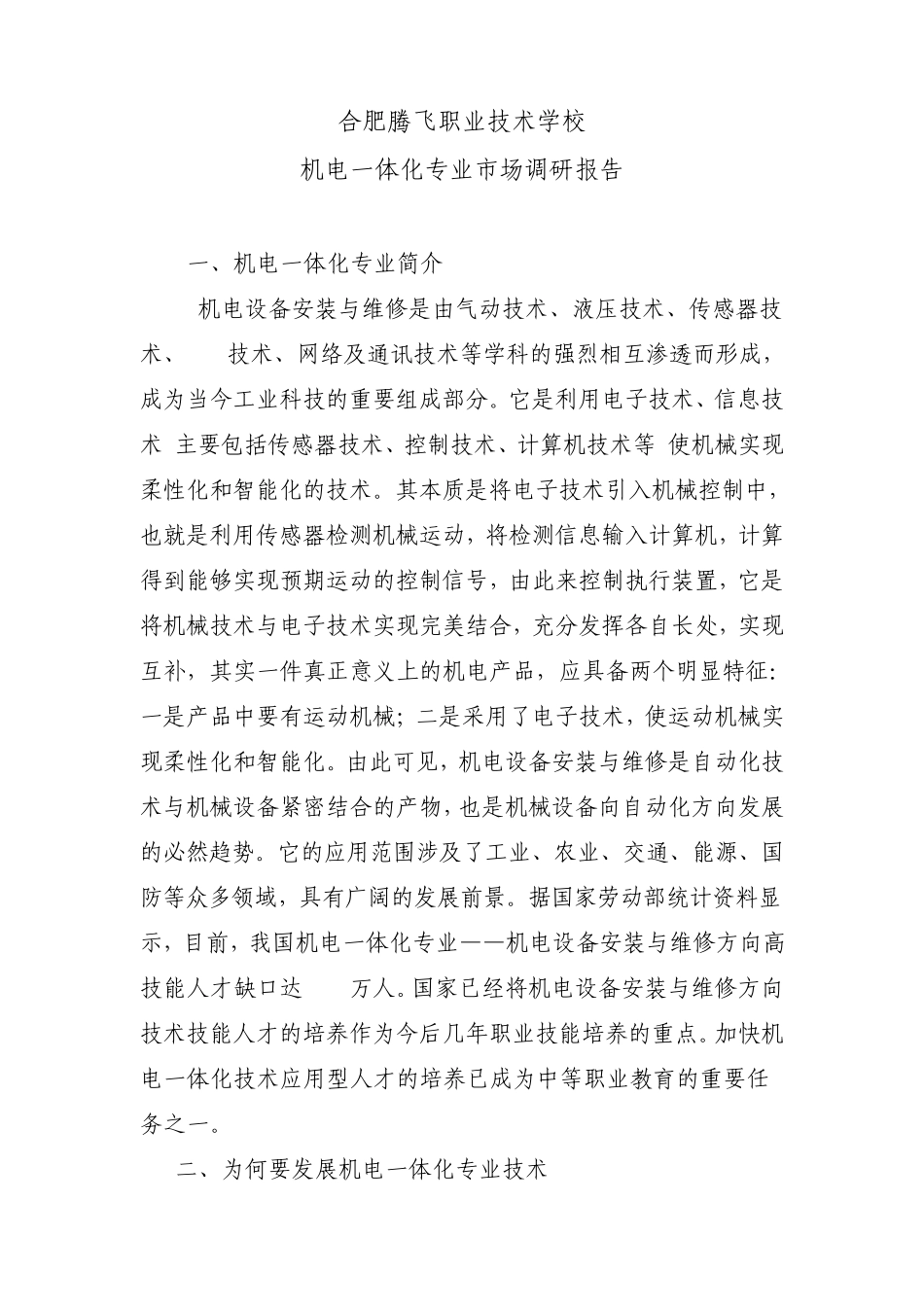 机电一体化市场调研报告_第1页
