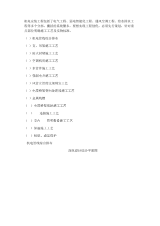 机电安装工程创优施工工艺策划及要点