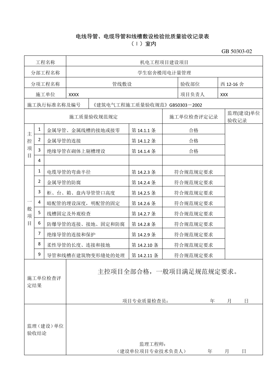 机电工程检验批表格_第3页