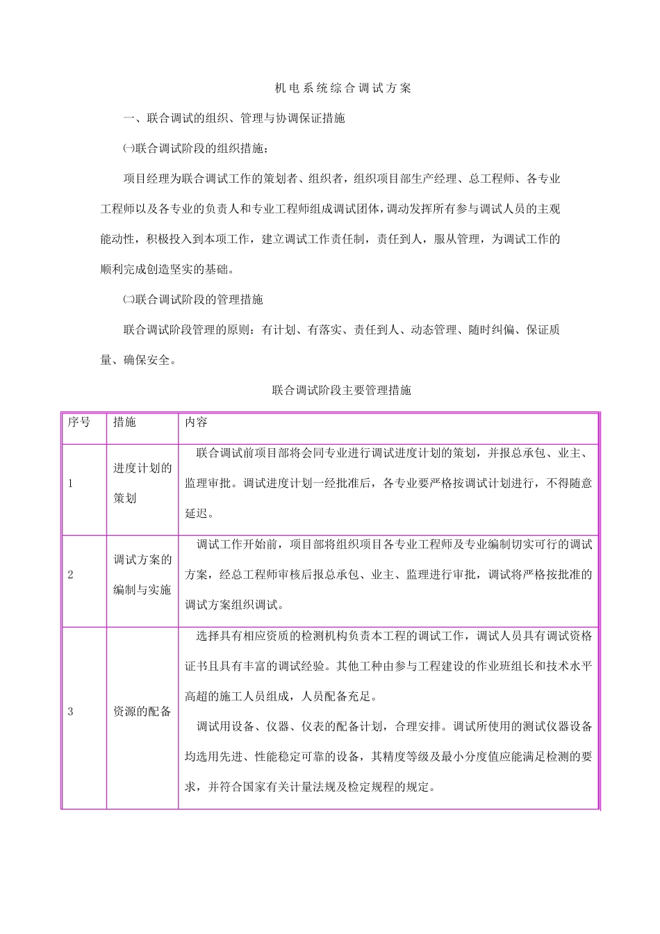 机电系统综合调试方案_第1页