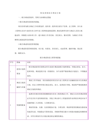 机电系统综合调试方案
