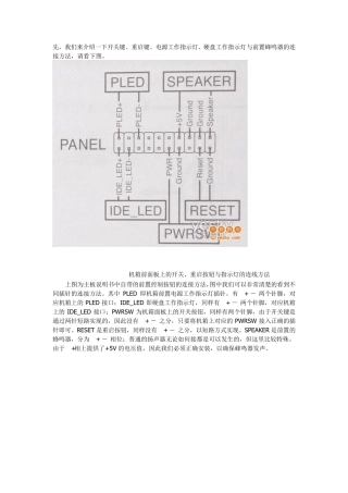 机箱面板主板插针安装图解以及各部分电源连接