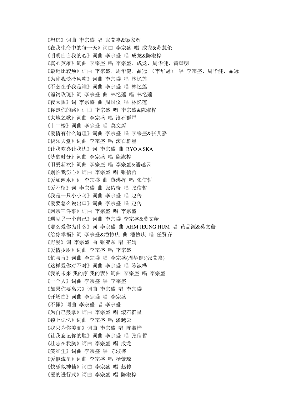 李宗盛歌曲作品_第2页