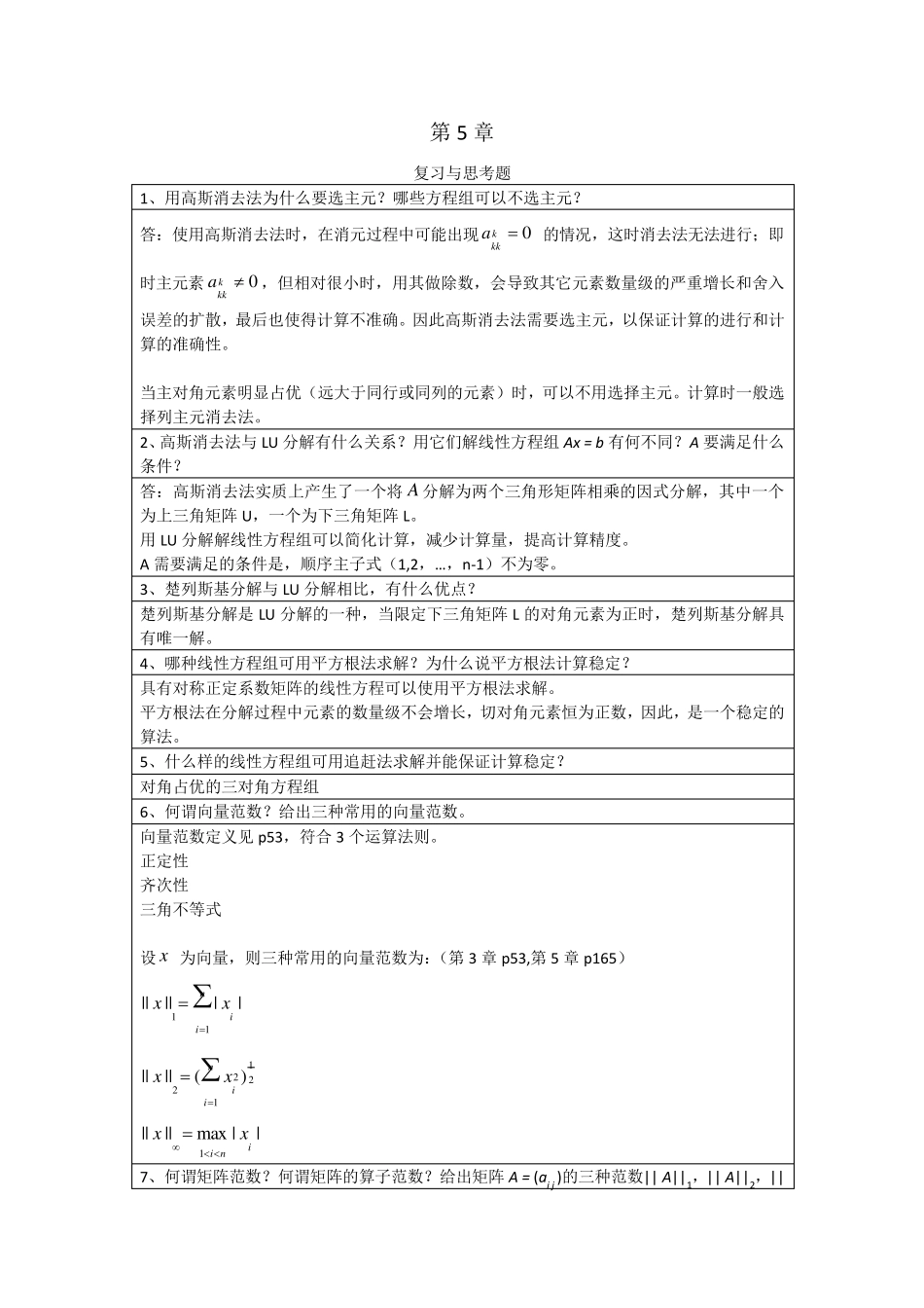 李庆扬数值分析第五版第5章与第7章习题答案_第1页