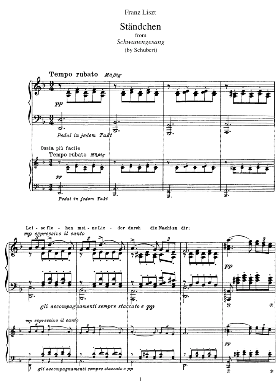 李斯特改编自舒伯特艺术歌曲小夜曲Standchen(Schubert)liszt钢琴谱_第1页