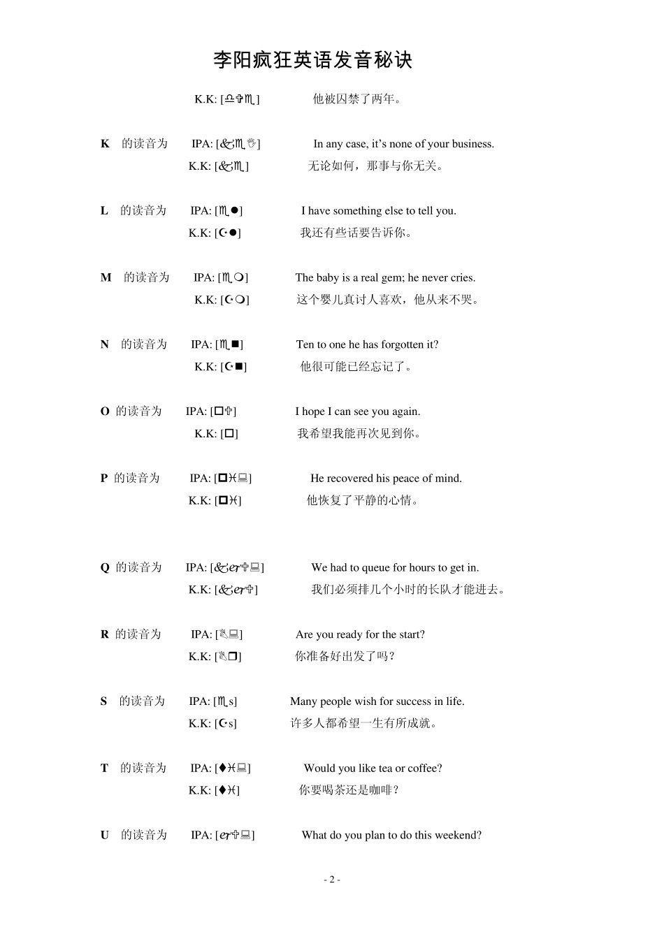 李阳疯狂英语发音秘诀100_第2页