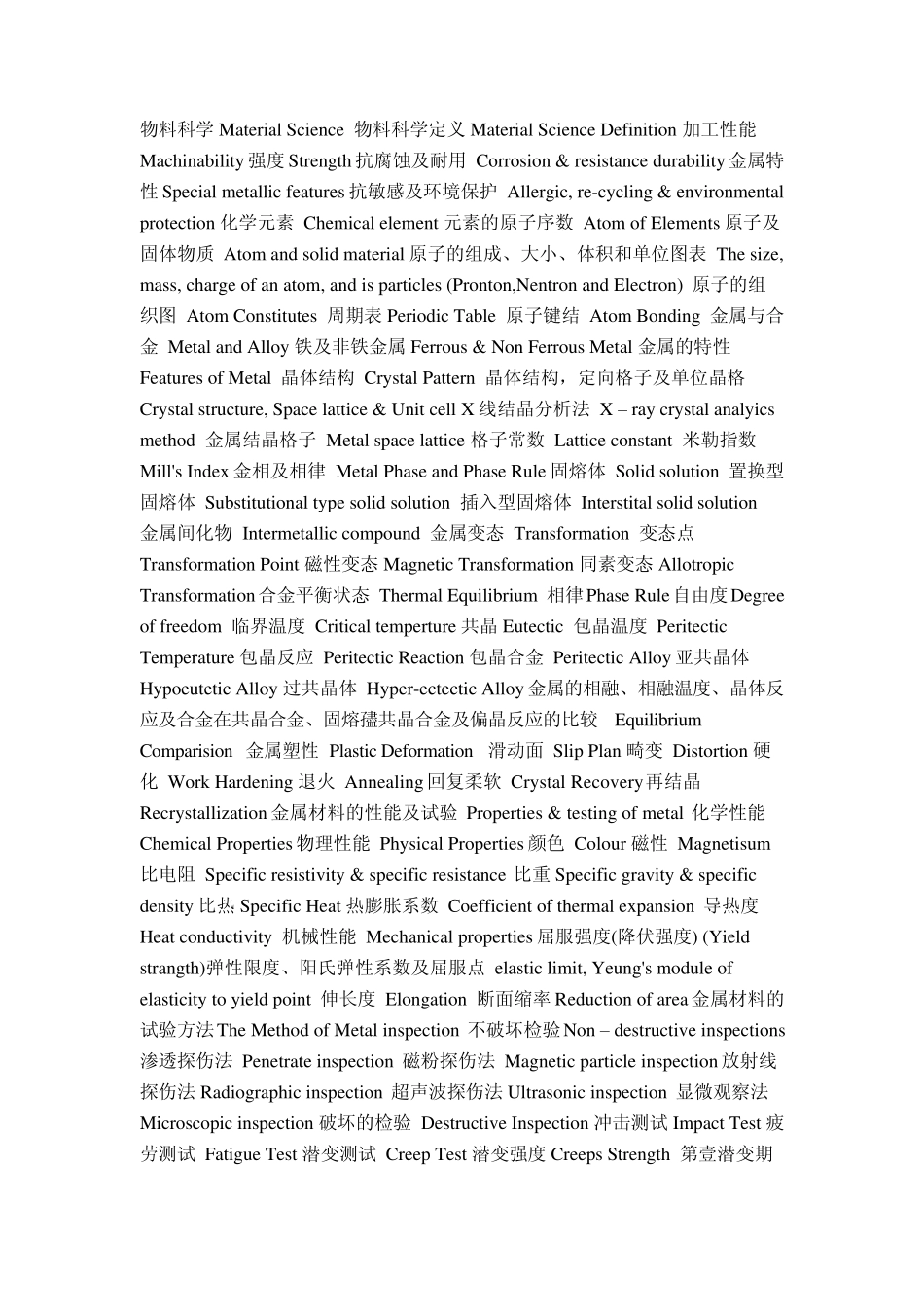 材料加工专业英语词汇_第1页