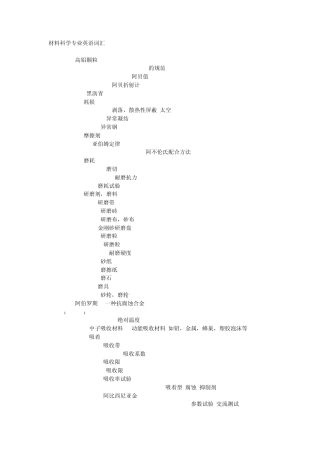 材料科学专业英语词汇