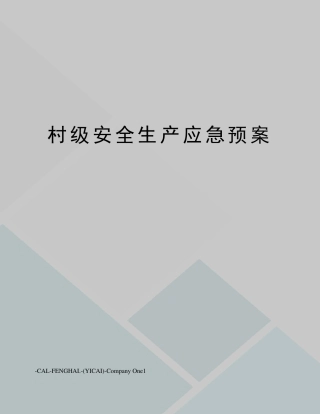 村级安全生产应急预案