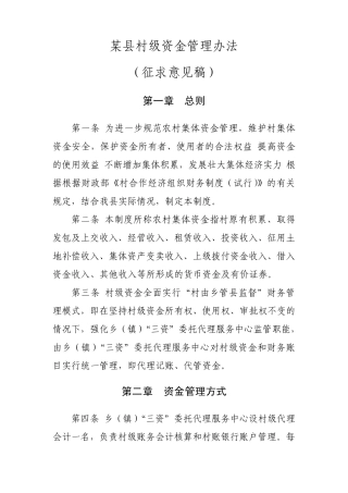 村级资金管理办法