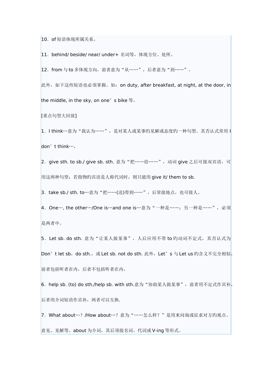 2025年初中英语知识总结短语词组和重点句型归纳_第3页