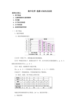 2025年高中化学选修3物质结构与性质全册知识点总结
