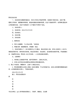 户外野炊活动方案(共篇)