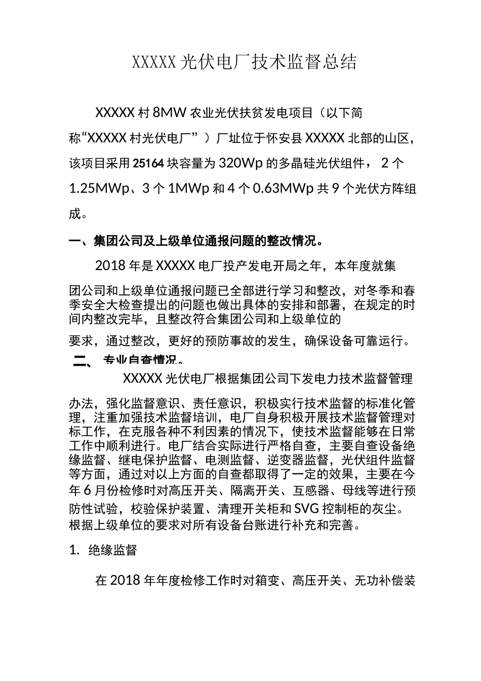 XXXX电厂技术监督工作总结_第1页