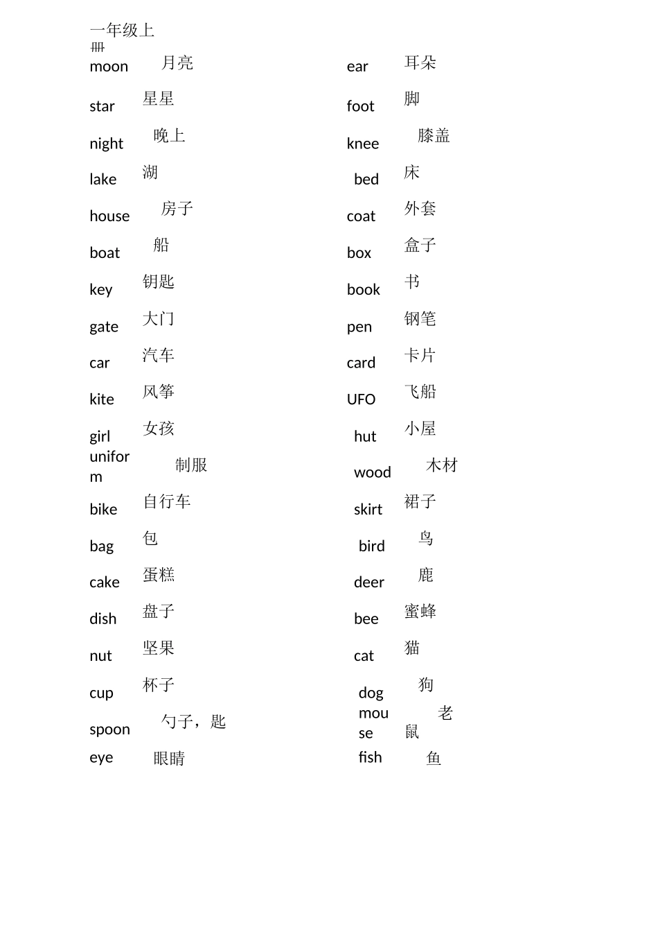 小学英语单词 北京版_第1页