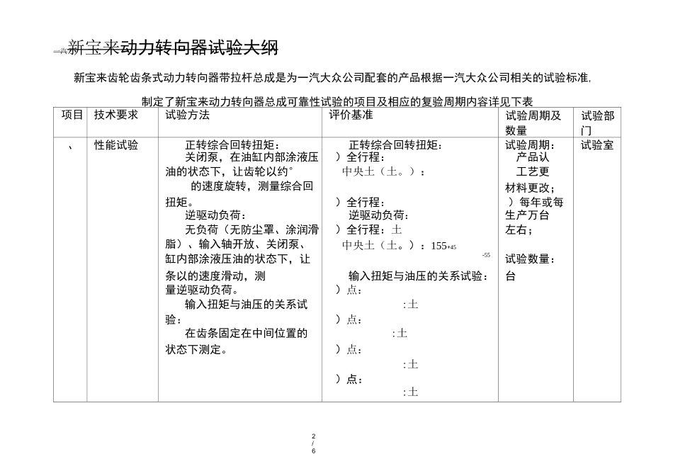 汽车转向机试验大纲_第2页