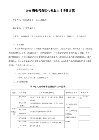 电气自动化人才培养方案