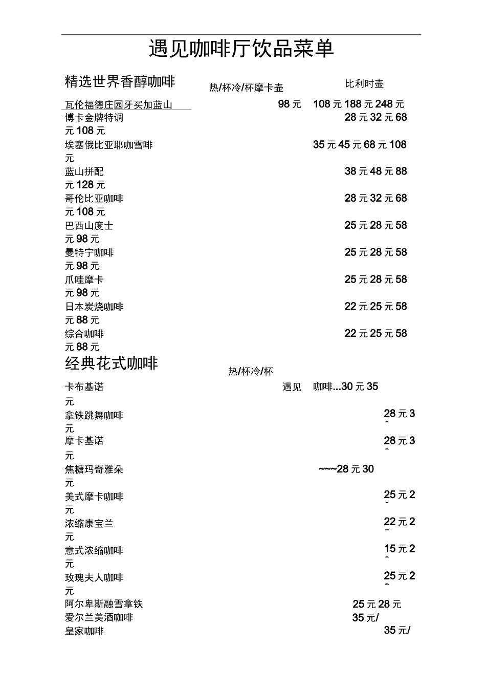 咖啡厅饮品菜单_第2页