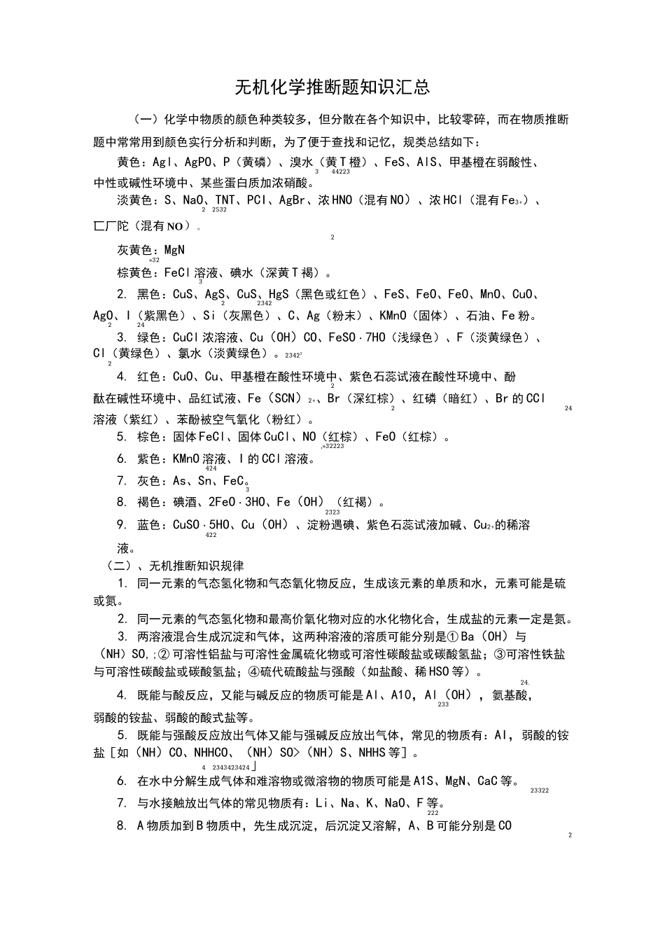 无机化学推断知识汇总_第1页