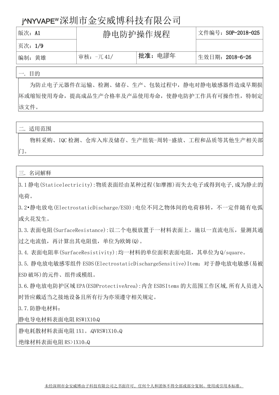 静电防护操作规程_第1页