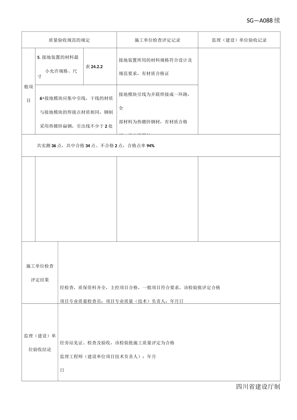 SG-A088接地装置安装工程检验批质量验收记录_第3页