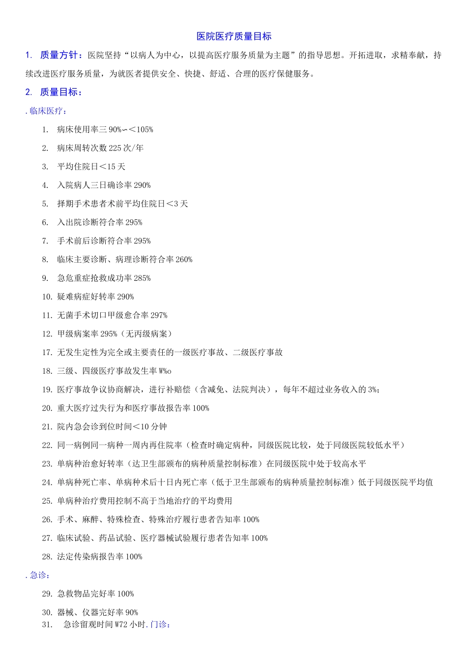 医院医疗质量目标_第1页