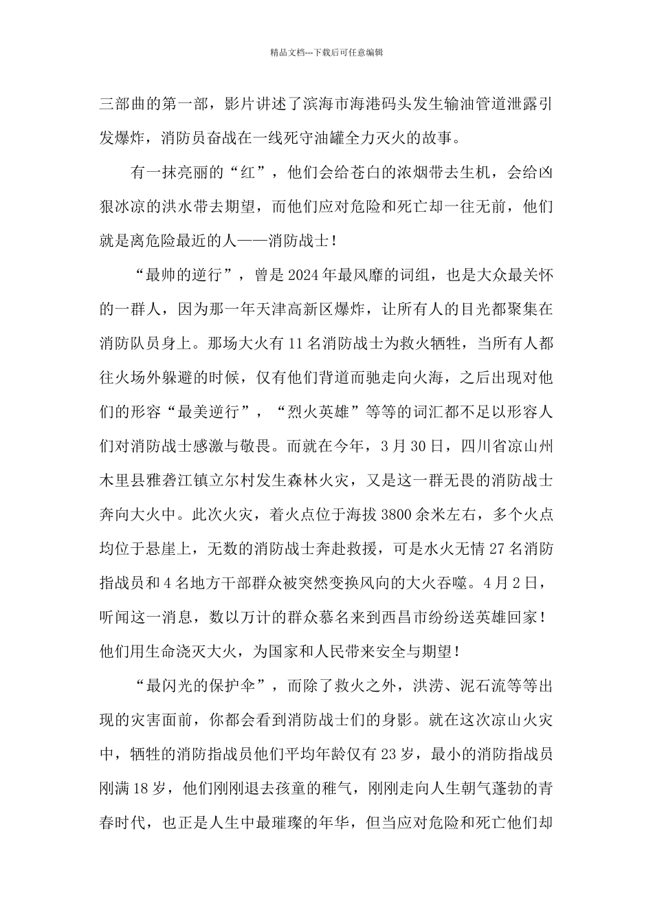 看完电影烈火英雄观后感3篇_第3页